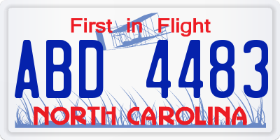 NC license plate ABD4483