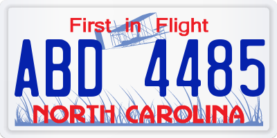 NC license plate ABD4485