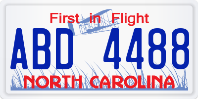 NC license plate ABD4488