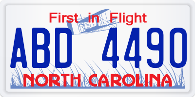 NC license plate ABD4490