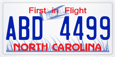 NC license plate ABD4499