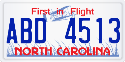 NC license plate ABD4513