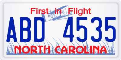 NC license plate ABD4535