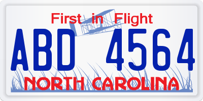 NC license plate ABD4564