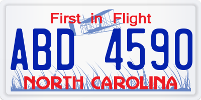 NC license plate ABD4590