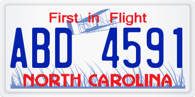 NC license plate ABD4591