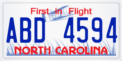 NC license plate ABD4594