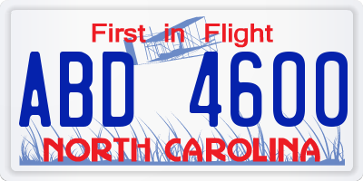 NC license plate ABD4600