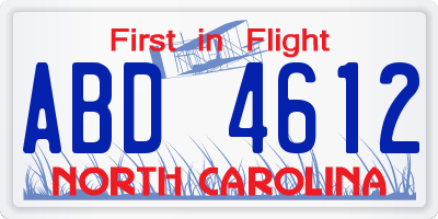 NC license plate ABD4612