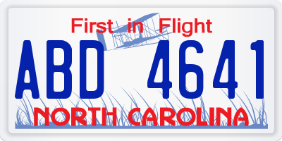 NC license plate ABD4641