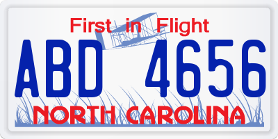 NC license plate ABD4656