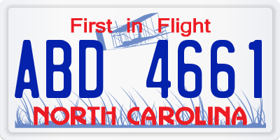 NC license plate ABD4661