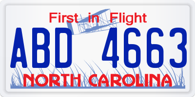 NC license plate ABD4663