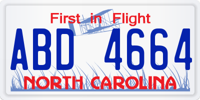 NC license plate ABD4664