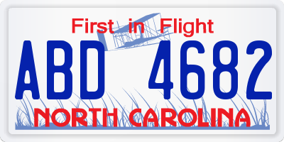 NC license plate ABD4682