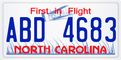 NC license plate ABD4683