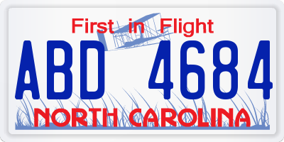 NC license plate ABD4684