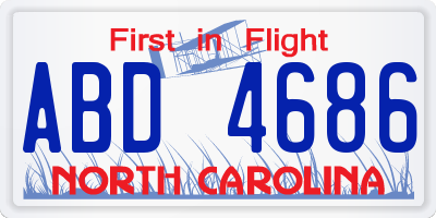 NC license plate ABD4686