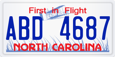 NC license plate ABD4687