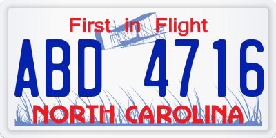 NC license plate ABD4716