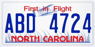 NC license plate ABD4724