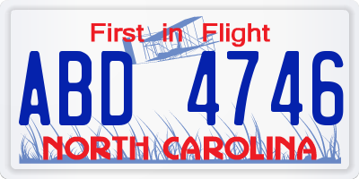 NC license plate ABD4746