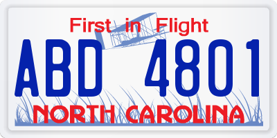 NC license plate ABD4801