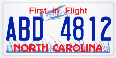 NC license plate ABD4812