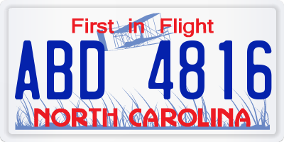 NC license plate ABD4816