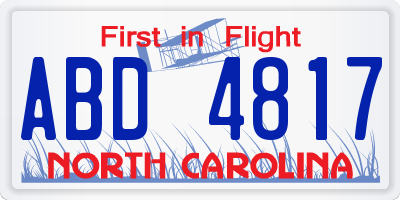 NC license plate ABD4817