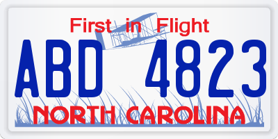 NC license plate ABD4823