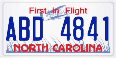 NC license plate ABD4841