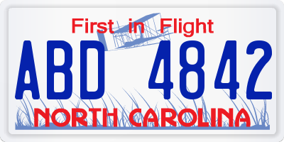 NC license plate ABD4842