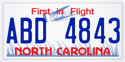 NC license plate ABD4843
