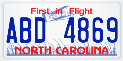 NC license plate ABD4869