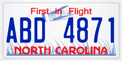 NC license plate ABD4871