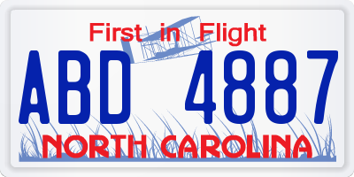 NC license plate ABD4887