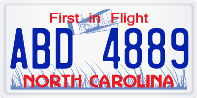 NC license plate ABD4889