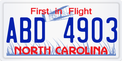 NC license plate ABD4903