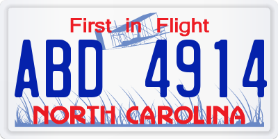 NC license plate ABD4914
