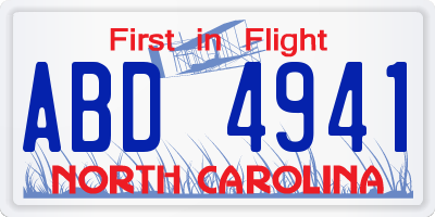 NC license plate ABD4941