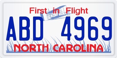 NC license plate ABD4969