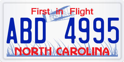 NC license plate ABD4995