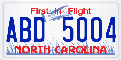 NC license plate ABD5004
