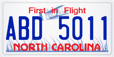 NC license plate ABD5011