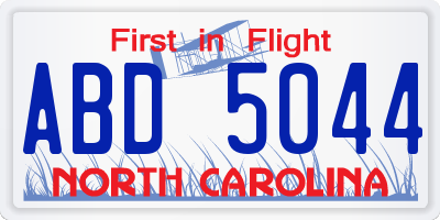 NC license plate ABD5044
