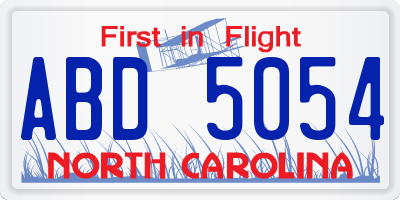 NC license plate ABD5054