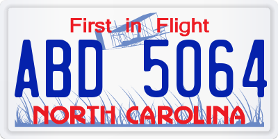 NC license plate ABD5064