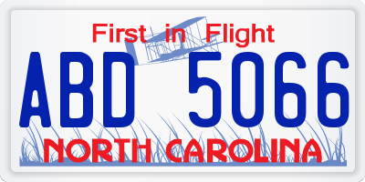 NC license plate ABD5066