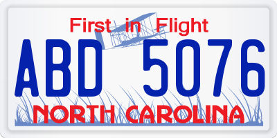 NC license plate ABD5076
